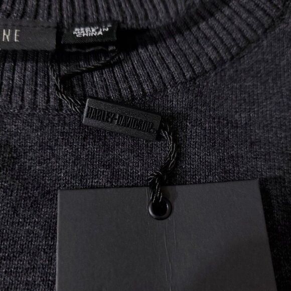 NWT Harley Davidson Mens Size 2XL Bar & Shield Logo Gray Knit Crew Neck Sweater - Picture 6 of 11
